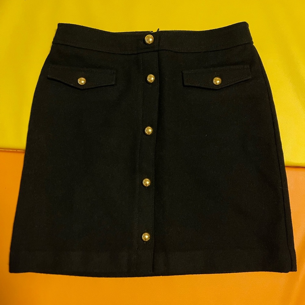 Loft wool mini skirt with gold buttons